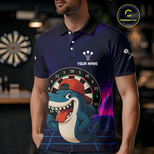 Load image into Gallery viewer, Neon Shark &amp; Dartboard Custom Funny Polo Shirt For Men - Darts Team Jersey NYN0709