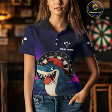 Load image into Gallery viewer, Neon Shark &amp; Dartboard Custom Funny Polo Shirt For Women - Darts Team Jersey NYN0709
