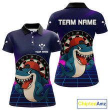 Load image into Gallery viewer, Neon Shark &amp; Dartboard Custom Funny Polo Shirt For Women - Darts Team Jersey NYN0709