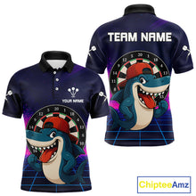 Load image into Gallery viewer, Neon Shark &amp; Dartboard Custom Funny Polo Shirt For Men - Darts Team Jersey NYN0709