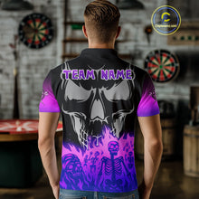 Load image into Gallery viewer, Purple Flaming Skull Dartboard Custom Polo Shirt For Men - Darts Team Jersey NYN0714