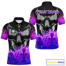 Load image into Gallery viewer, Purple Flaming Skull Dartboard Custom Polo Shirt For Men - Darts Team Jersey NYN0714