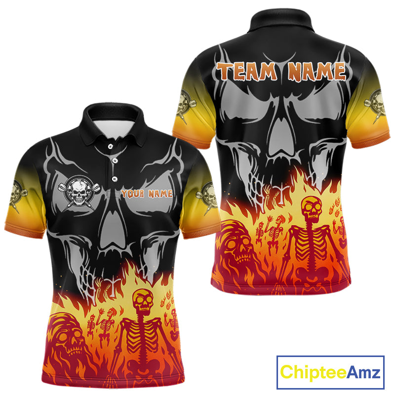 Red Flaming Skull Dartboard Custom Polo Shirt For Men - Darts Team Jersey NYN0715