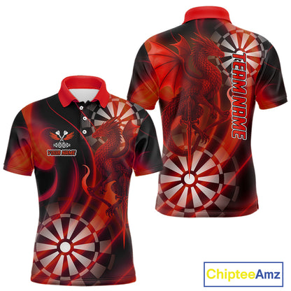 Dragon & Dartboard Custom Darts Polo Shirt For Men - Personalized Name & Team NYN0722