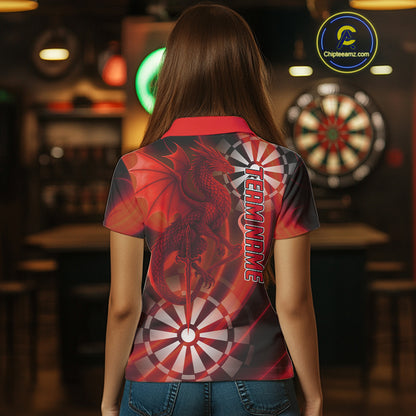 Dragon & Dartboard Custom Darts Polo Shirt For Women - Personalized Name & Team NYN0722