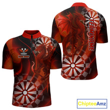 Load image into Gallery viewer, Dragon &amp; Dartboard Custom Darts Quarter-Zip Shirt For Men - Personalized Name &amp; Team NYN0722