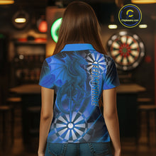Load image into Gallery viewer, Azure Dragon &amp; Dartboard Custom Darts Polo Shirt For Women - Darts Team Jersey NYN0723