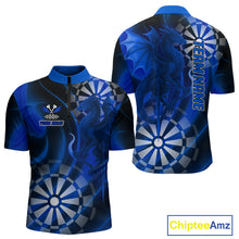 Load image into Gallery viewer, Azure Dragon &amp; Dartboard Custom Darts Quarter-Zip Shirt For Men - Darts Team Jersey NYN0723