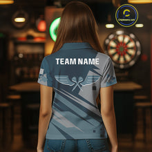 Load image into Gallery viewer, Blue Cracked Dartboard Custom Darts Polo Shirt For Women - Darts Team Jersey NYN0725