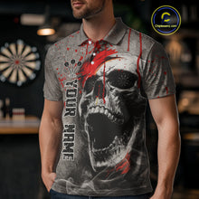 Load image into Gallery viewer, Custom Red Dripping Skull Grunge Polo Dart Shirt For Men Dartboard Outfits Dart Jersey NYN1319