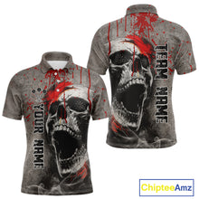 Load image into Gallery viewer, Custom Red Dripping Skull Grunge Polo Dart Shirt For Men Dartboard Outfits Dart Jersey NYN1319