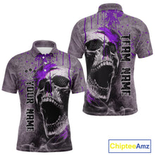 Load image into Gallery viewer, Custom Purple Dripping Skull Polo Grunge Dart Shirt For Men Dartboard Outfits Dart Jersey NYN1321