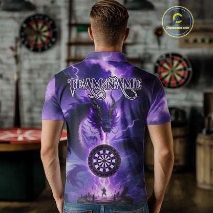 Custom Lightning Purple Dragon Dartboard Darts Polo Shirt For Men Darts Team Jersey NYN0967