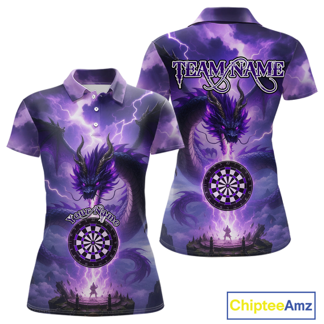 Custom Lightning Purple Dragon Dartboard Darts Polo Shirt For Women Darts Team Jersey NYN0967