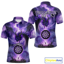 Load image into Gallery viewer, Custom Lightning Purple Dragon Dartboard Darts Polo Shirt For Men Darts Team Jersey NYN0967