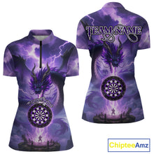 Load image into Gallery viewer, Custom Lightning Purple Dragon Dartboard Darts 1/4-Zip Shirt For Women Darts Team Jersey NYN0967