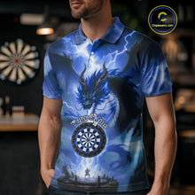 Load image into Gallery viewer, Custom Lightning Blue Dragon Dartboard Darts Polo Shirt For Men Darts Team Jersey NYN0968