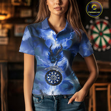 Load image into Gallery viewer, Custom Lightning Blue Dragon Dartboard Darts Polo Shirt For Women Darts Team Jersey NYN0968