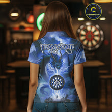 Load image into Gallery viewer, Custom Lightning Blue Dragon Dartboard Darts Polo Shirt For Women Darts Team Jersey NYN0968