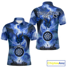 Load image into Gallery viewer, Custom Lightning Blue Dragon Dartboard Darts Polo Shirt For Men Darts Team Jersey NYN0968