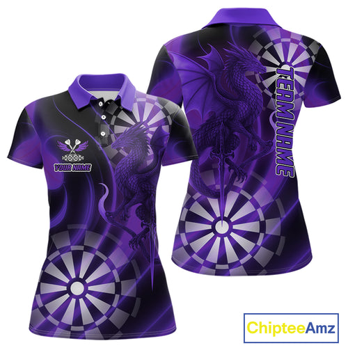 Custom Black And Purple Dragon Dartboard Dart Polo Jersey Outfits Dart Team Shirts For Men NYN0979
