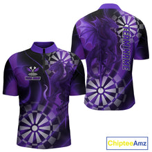 Load image into Gallery viewer, Custom Black And Purple Dragon Dartboard Dart 1/4-Zip Jersey Outfits Dart Team Shirts For Men NYN0979