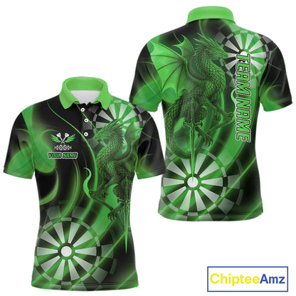 Custom Black And Green Dragon Dartboard Dart Polo Jersey Outfits Dart Team Shirts For Men NYN0980