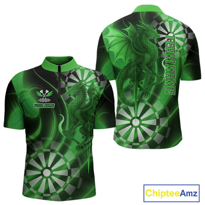 Custom Black And Green Dragon Dartboard Dart Jersey Outfits Dart Team Shirts For Men NYN0980