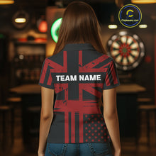 Load image into Gallery viewer, Dartboard Shield US Flag - Women's Patriotic Darts Shirt - Custom Name For Players NYN0489