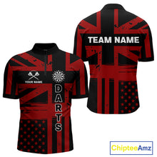 Load image into Gallery viewer, Dartboard Shield US Flag - Men's Patriotic Darts Shirt - Custom Name For Players NYN0489