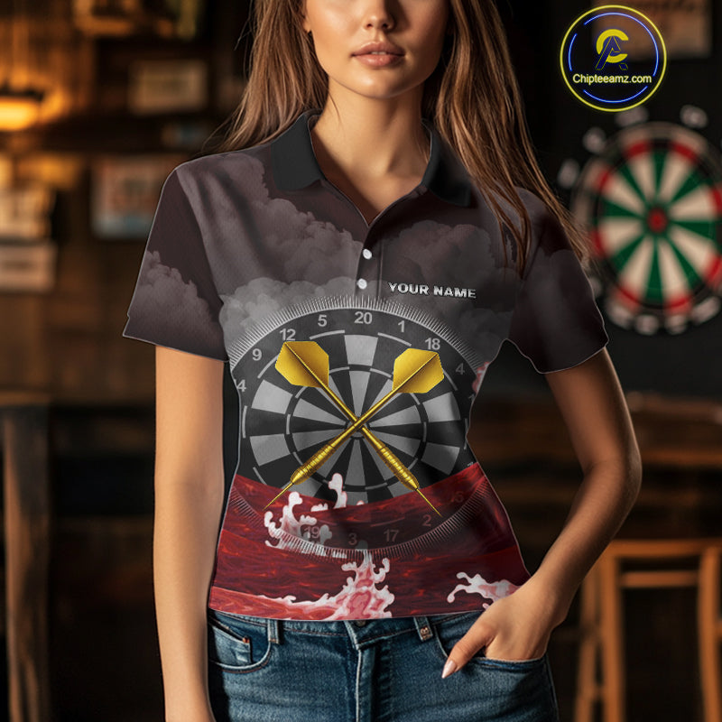 Scarlet Ocean With Golden Arrows - Women's Darts Team Shirt - Custom Name For Players NYN0492
