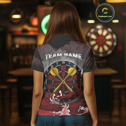Scarlet Ocean With Golden Arrows - Women's Darts Team Shirt - Custom Name For Players NYN0492
