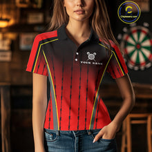 Load image into Gallery viewer, Red Black Barbed Western Darts Women's Cowboy Darts Shirt - Custom Name For Players NYN0498