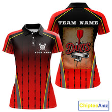 Load image into Gallery viewer, Red Black Barbed Western Darts Women's Cowboy Darts Shirt - Custom Name For Players NYN0498