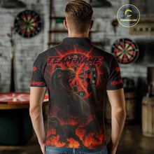 Load image into Gallery viewer, Custom Red Flaming Dinosaurs Dartboard Polo Dart Shirt For Men Dinosaur Dart Jerseys NYN1358