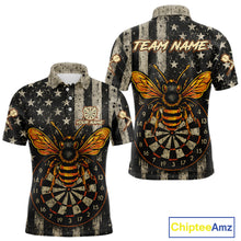 Load image into Gallery viewer, Custom Bees Dartboard Patriotic Dart Polo Shirt For Men US Flag Grunge Dart Jersey NYN1360