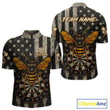 Load image into Gallery viewer, Custom Bees Dartboard Patriotic Dart 1/4-Zip Shirt For Men US Flag Grunge Dart Jersey NYN1360