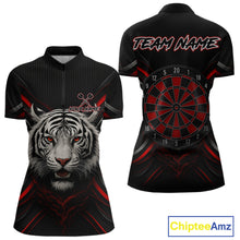 Load image into Gallery viewer, Custom Black-Red Tiger Dartboard Dart 1/4-Zip Shirt For Women Outfits Tiger Dart Jersey NYN1362