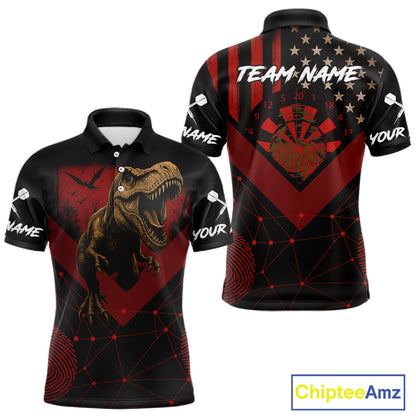 It's In My DNA Custom Red Dinosaur Dart Polo Shirt For Men US Flag Dart Jerseys NYN1365