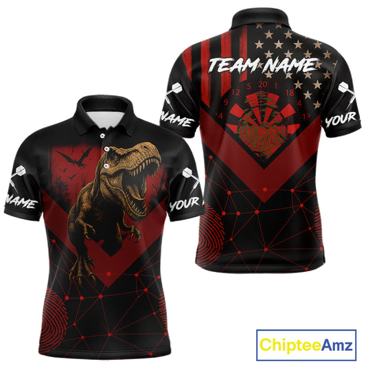 It's In My DNA Custom Red Dinosaur Dart Polo Shirt For Men US Flag Dart Jerseys NYN1365