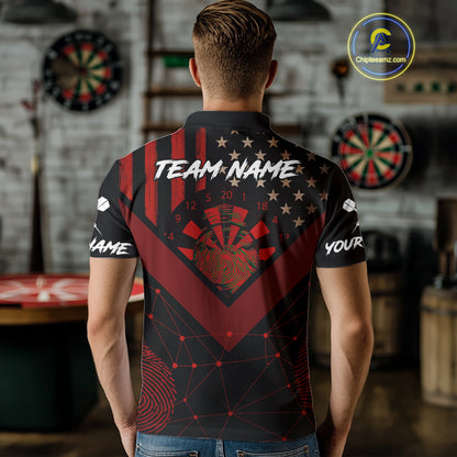It's In My DNA Custom Red Dinosaur Dart Polo Shirt For Men US Flag Dart Jerseys NYN1365