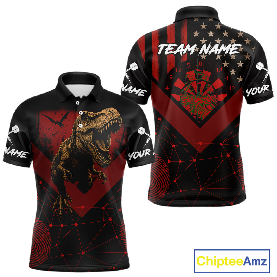 It's In My DNA Custom Red Dinosaur Dart Polo Shirt For Men US Flag Dart Jerseys NYN1365