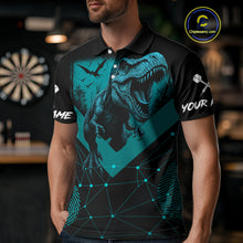 Load image into Gallery viewer, It&#39;s In My DNA Custom Turquoise Dinosaur Dart Polo Shirt For Men US Flag Dart Jerseys NYN1366