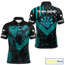 Load image into Gallery viewer, It&#39;s In My DNA Custom Turquoise Dinosaur Dart Polo Shirt For Men US Flag Dart Jerseys NYN1366