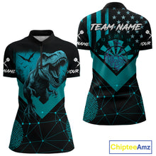 Load image into Gallery viewer, It&#39;s In My DNA Custom Turquoise Dinosaur Dart 1/4-Zip Shirt For Women US Flag Dart Jerseys NYN1366