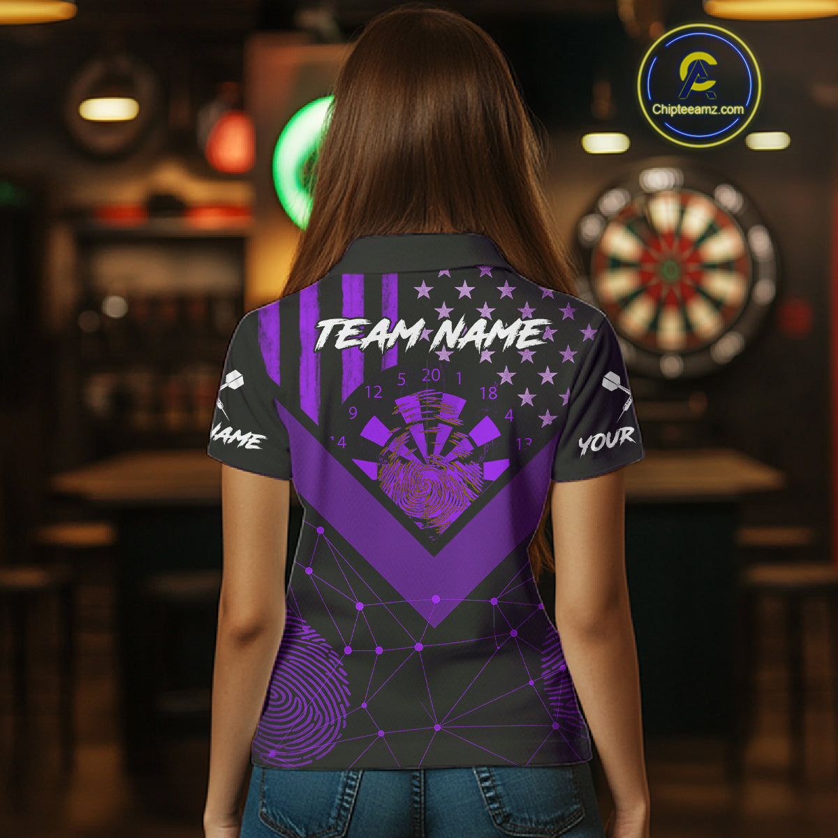 It's In My DNA Custom Purple Grunge Dart Polo Shirt For Women US Flag Dart Jerseys NYN1367