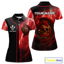 Load image into Gallery viewer, Maroon Dragon &amp; Skull Thunder Lightning Women's Darts Shirt - Custom Name For Players NYN0503