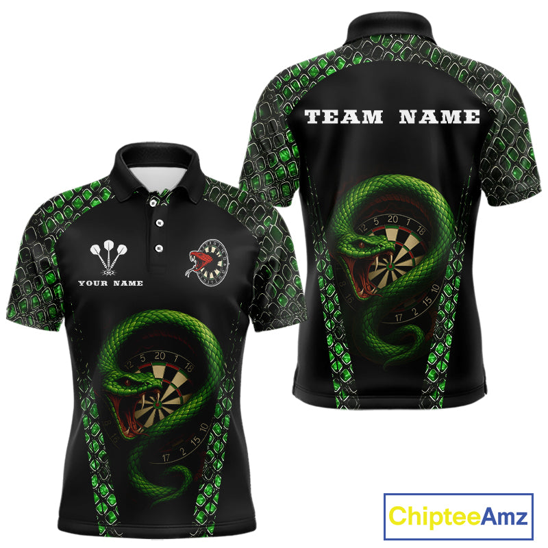 Fierce Green Serpent Dartboard Men's Darts Team Shirt - Custom Name For Players NYN0508