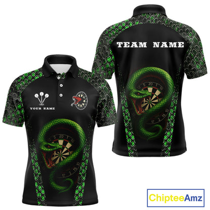 Fierce Green Serpent Dartboard Men's Darts Team Shirt - Custom Name For Players NYN0508