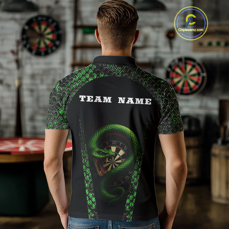 Fierce Green Serpent Dartboard Men's Darts Team Shirt - Custom Name For Players NYN0508